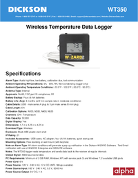 Thumbnail of document Data Sheet - WT3 Wireless Temperature Data Loggers